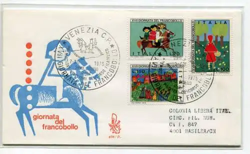 Italia FDC Venetia 1975 Gior. der gereisten Briefmarke Racc. ins Ausland