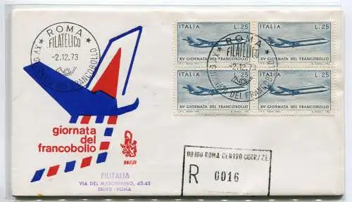 Italia FDC Venetia 1973 Gior. Viertelmarke gereist Racc. für Italien