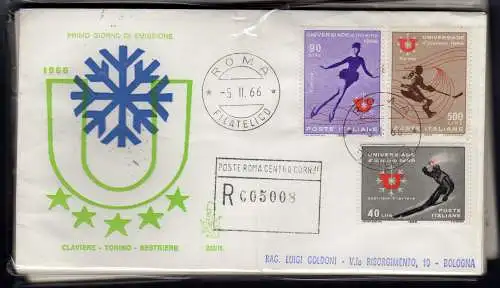 Italien FDC Venetia 1966 Winteruniversiade gereist Racc. für Italien