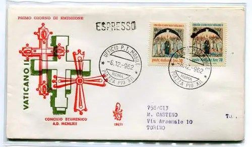 Italien FDC Venetia 1962 Ökumenisches Konzil gereist Exp. für Italien