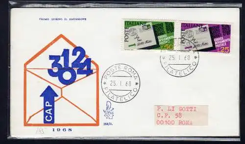 Italia FDC Venetia 1968 C.A.P. gereist nach Italien 814