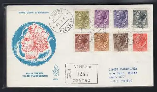 Italia FDC Venetia 1968 Siracusana 8 Val. gereist Racc. für Italien 818