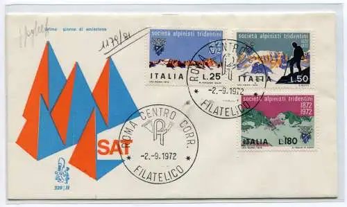 Italien FDC Venetia 1972 Società Alpinisti reiste nach Italien