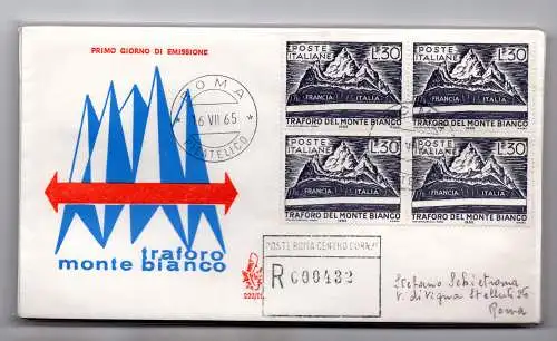 Italien FDC Venetia 1965 Monte Bianco Viertelreise Racc. für Italien