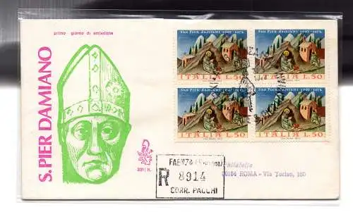 Italien FDC Venetia 1972 San Pier Damiano Viertelreise Racc. für Italien