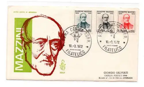 Italien FDC Venetia 1972 Mazzini gereist