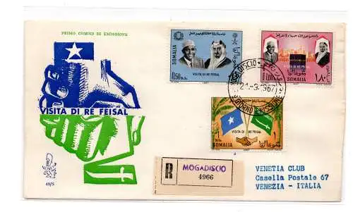 Somalia AFIS FDC Venetia 1967 König Feisal reiste Racc. für Italien