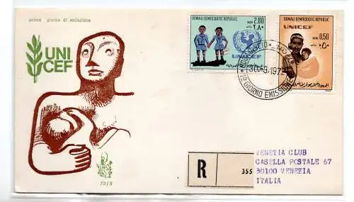 Somalia AFIS FDC Venetia 1972 UNICEF gereist Racc. für Italien