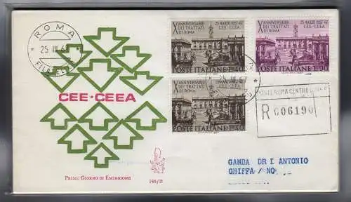 Italien FDC Venetia 1967 Verträge Paar + einzelne Reise Racc. für Italien