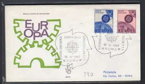 Italien FDC Venetia 1967 Europa reiste nach Italien