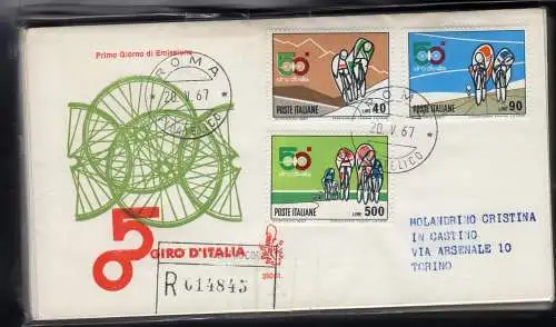 Italia FDC Venetia 1967 50. Giro d'Italia gereist Racc. für Italien