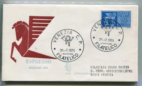 Italien FDC Venetia 1974 Espresso L.250 voyata Exp. für Italien