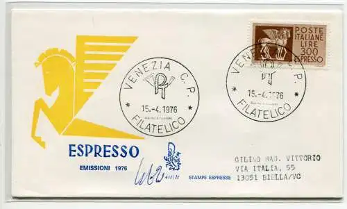 Italia FDC Venetia 1976 Espresso L. 300 gereist Exp. für Italien