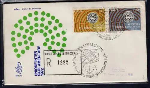 Italien FDC Venetia 1972 Interparlamentarische Union gereist Racc. für Italien