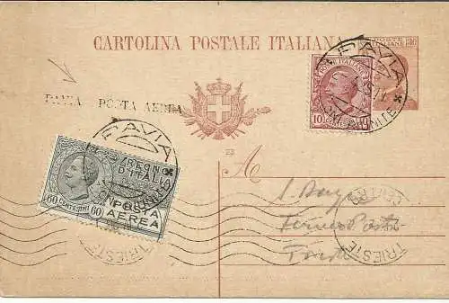 Pavia/Venedig 2.4.26 - Postkarte mit dem I. Postdienst