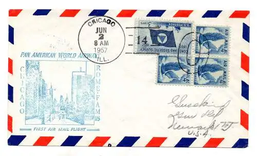 Pan Am Erstflug Chicago/Rom vom 2.6.57