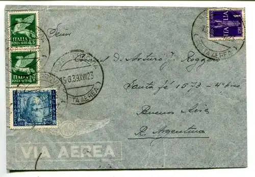 Luftpost Kaiserreich Lire 2 auf Luftumschlag nach Argentinien