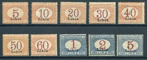 Libyen - Italienische Steuermarken komplette Serie von ausgezeichneter Qualität