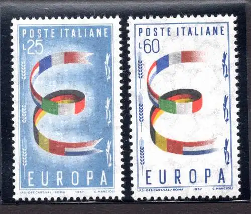 1957 Europa Lire 25 und 60 filigrane Sterne 65. Rechts - MNH