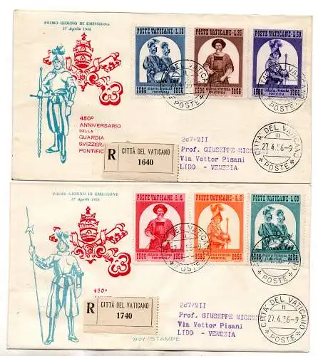 1956 Schweizergarde Nr. 203/208 Serie auf FDC Venetia Racc.