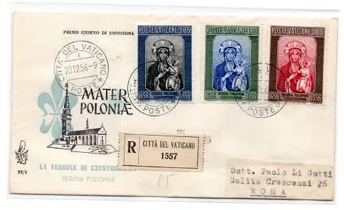 1956 Madonna Nera Nr. 216/218 Serie auf FDC Venetia Racc.