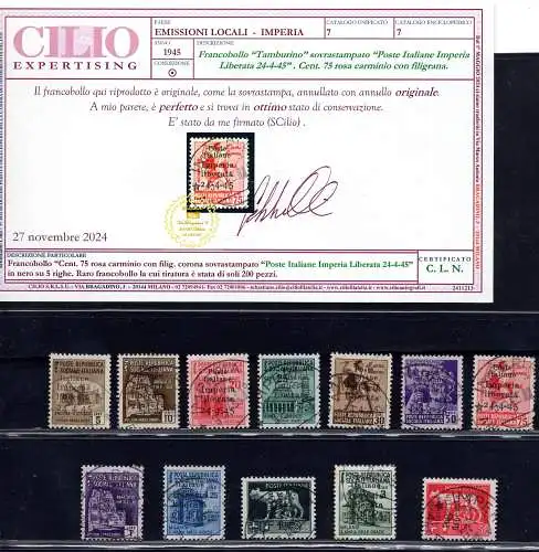 Imperia C.L.N. RSI Briefmarken aufgedruckt Nr. 1/12 Serie gebraucht