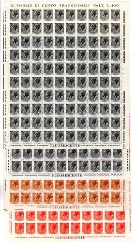 Syrakus Fluoreszierende Vinylkautschuk Serie in 100er Blatt - MNH