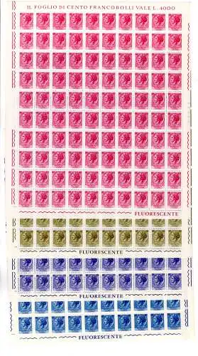 Syrakus Fluoreszierende Vinylkautschuk Serie in 100er Blatt - MNH