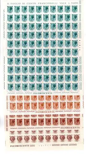 Syrakus Fluoreszierende Vinylkautschuk Serie in 100er Blatt - MNH