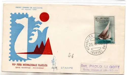 8. Philatelientag Nr. 449 auf FDC Venedig gereist