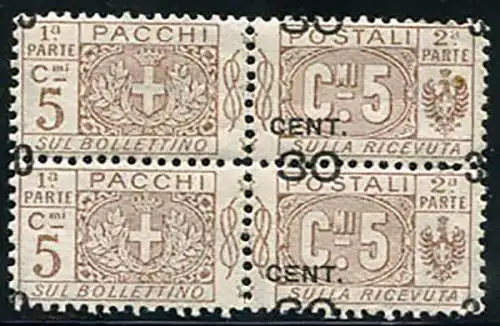 Postpakete Cent. 30 von 5 allseitigen Pferdeaufdrucken