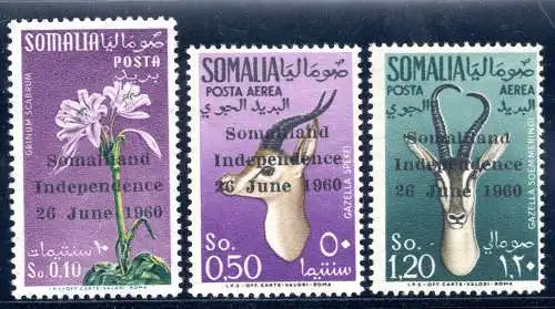 Unabhängiges Somalia - Aufdrucke Somaliland Unabhängigkeit 26 June 1960