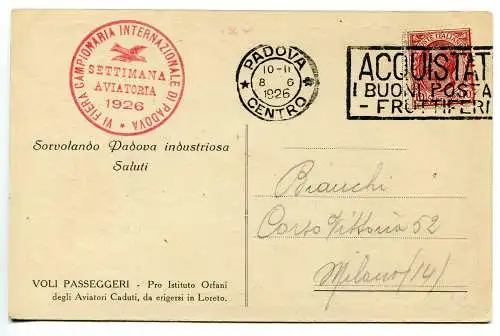 1926 Padua Fliegerwoche - Die offizielle Postkarte