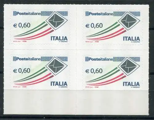 Italienische Post Euro 0,60 verschiedene verschleierte und gestreifte Trikolore Gründruck