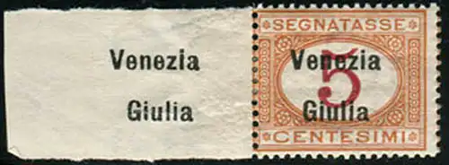 Venezia Giulia - Steuermarken 5 c. wiederholter Aufdruck am Rand