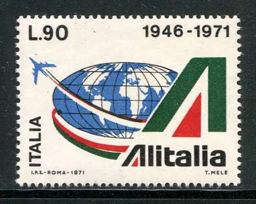 Alitalia Lire 90 grüne Sorte nach oben verschoben