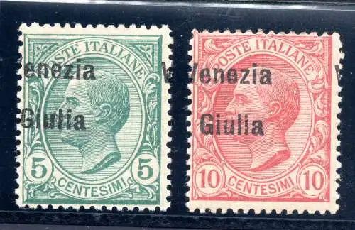 Venezia Giulia - Cent. 5 und 10 Sorten verschobener Aufdruck - MNH