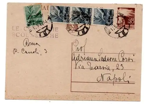 König von Mai Umberto II. Postkarte gereist am 16.5.46