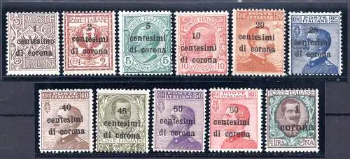 Trient und Triest - Briefmarken Italiens oben. n. 1/11 MNH