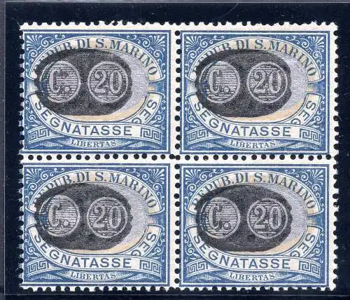 Segnatasse Cent. 20 von 5 Sorten Nr. 35a Quartina - MNH