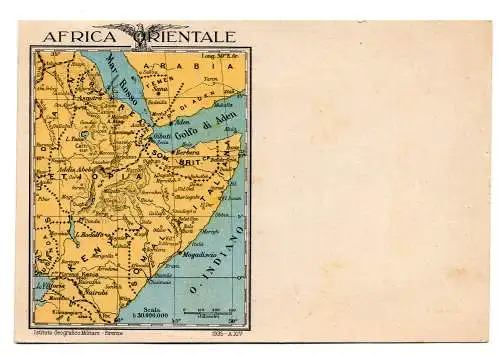 Ostafrika Feldpostkarte Landkarte