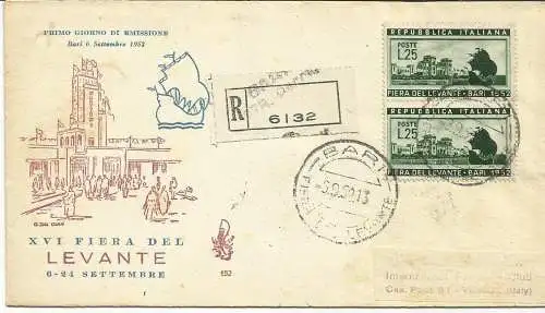 Fiera del Levante Nr. 695 Paar auf Umschlag FDC Venetia Club Venezia