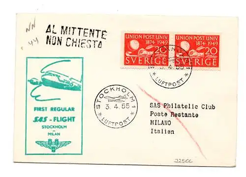 SAS Erstflug Stockholm/Mailand am 3.4.55