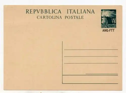 Trieste A - C.P. Lire 15 Democratica n. C 13 Aufdruck unter der Briefmarke