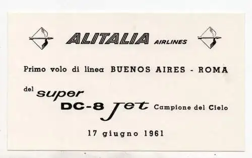 Alitalia offizielle Flugkarte Rom - Buenos Aires