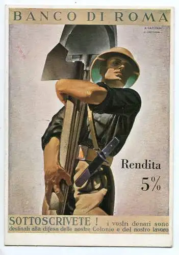 1936 Banco di Roma Rendita 5% - Schöne Postkarte