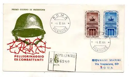 Italien FDC Venetia 1964 Ex Combattenti gereist Racc. für Italien