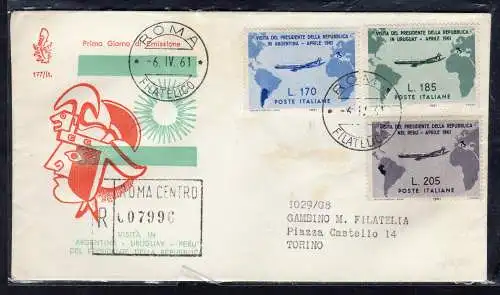 Italien FDC Venetia 1961 Gronchi gereist Racc. für Italien