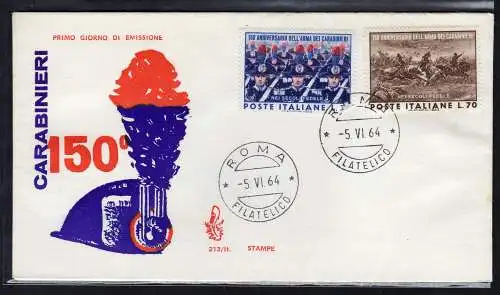 Italia FDC Venetia 1964 150. Ann. Carabinieri nicht gereist