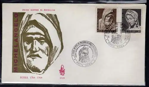 Italien FDC Venetia 1964 Michelangelo nicht gereist